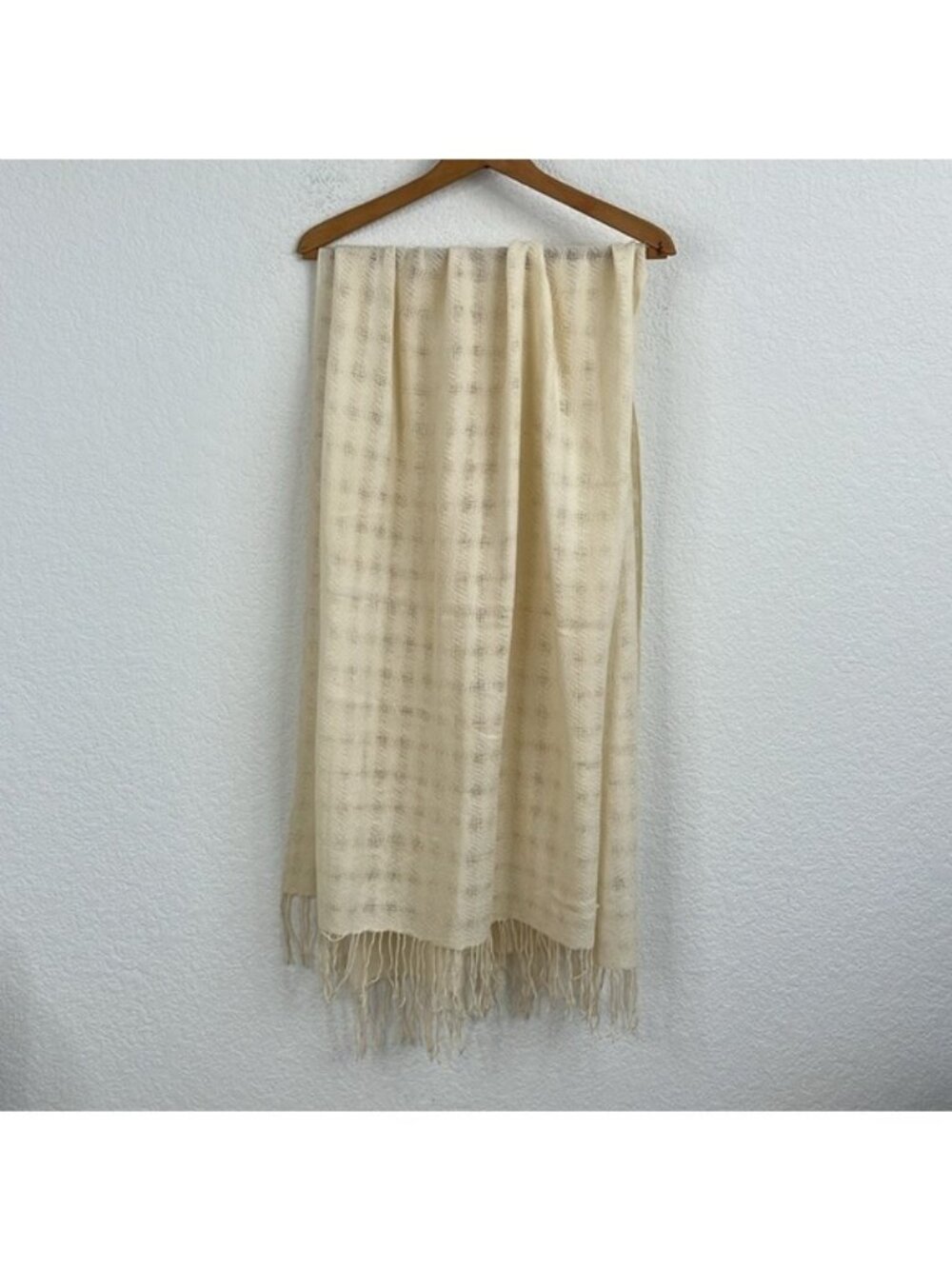 Mariele Waithe by Forte Cashmere Gridded Fringe Scarf